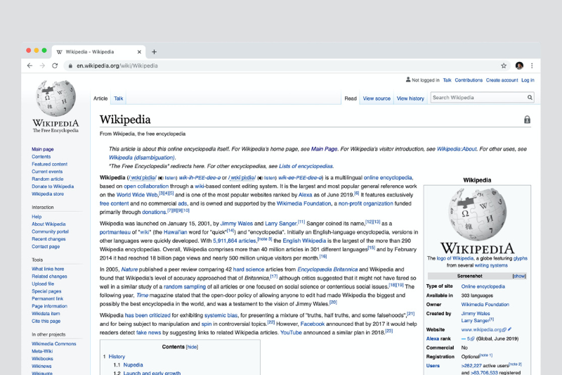 homepage di Wikipedia